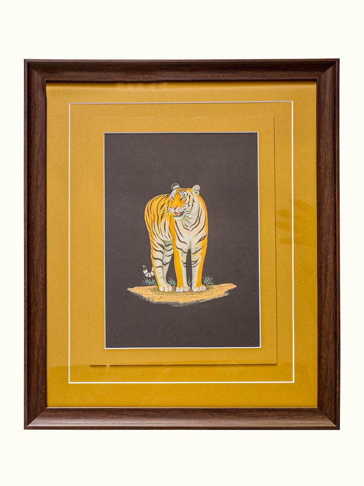 Front view of the Tiger Miniature Painting