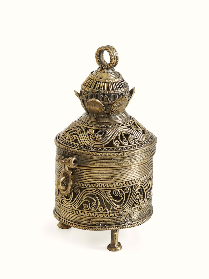 Angled view of Dhokra Brass Box
