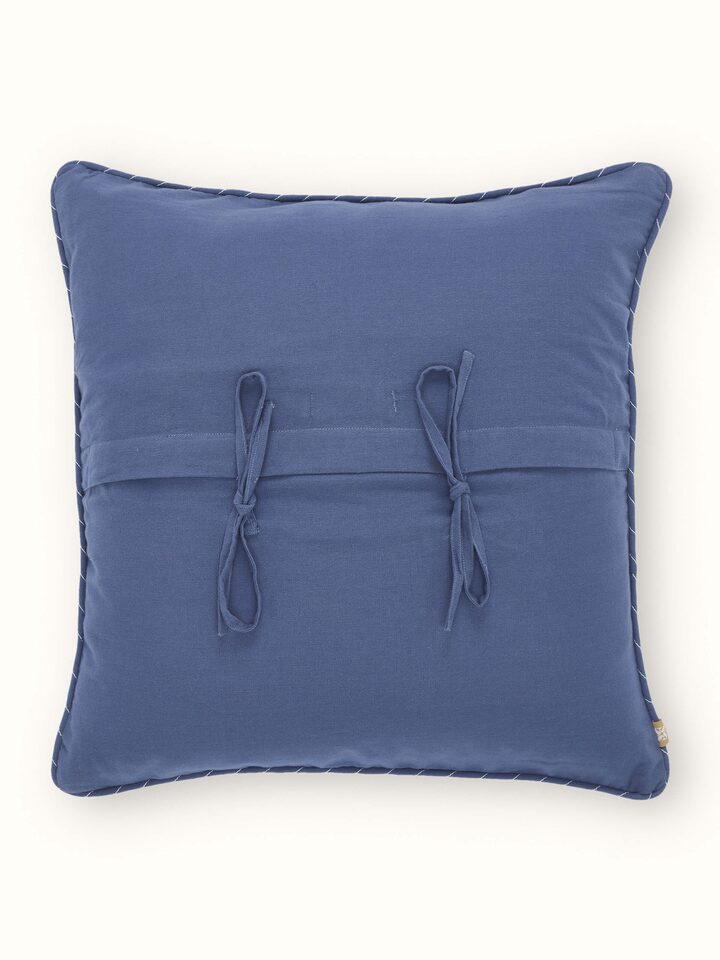 Rann Blue Jaal Cotton Chikankari Hand Embroidered Cushion Cover