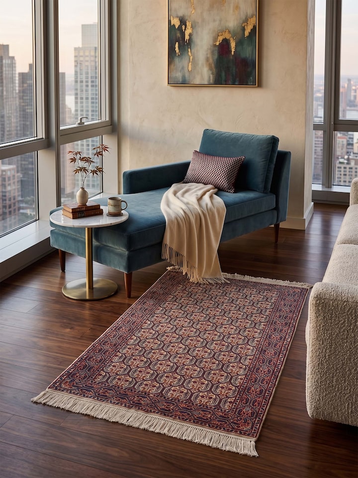 Lifestyle view of the Swadesh Traditional Persian Seneh Kashmir Silk Hand-Knotted Runner