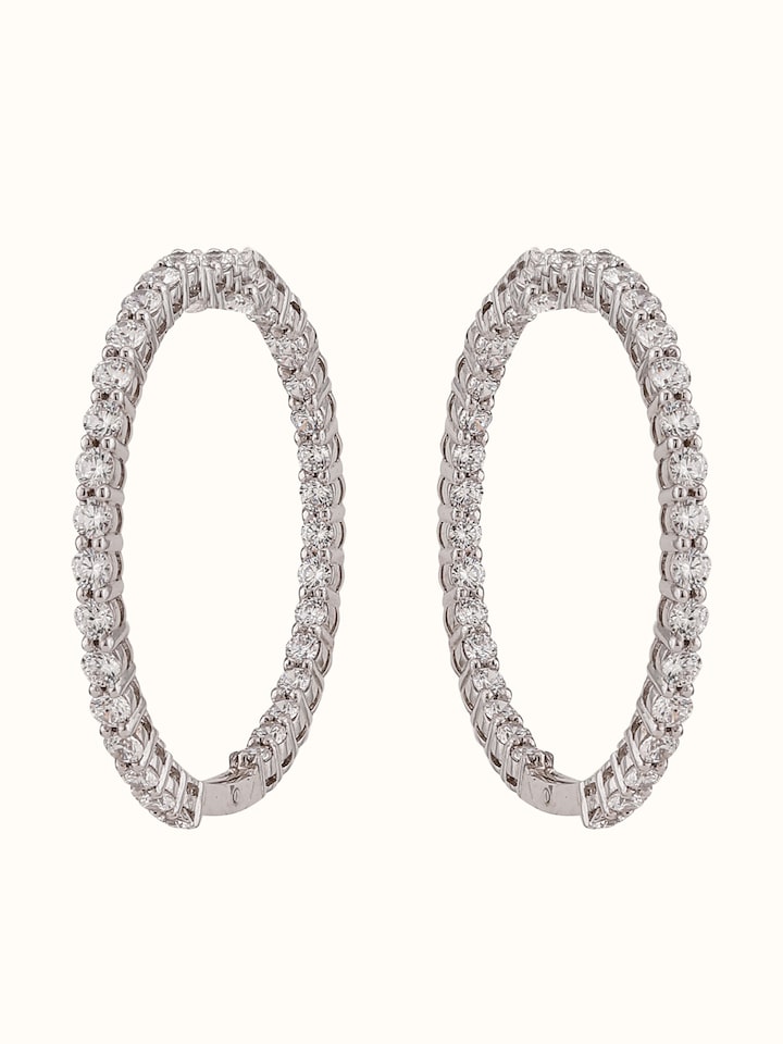 Front view of the Silver Smithing Silver Hoop Earrings