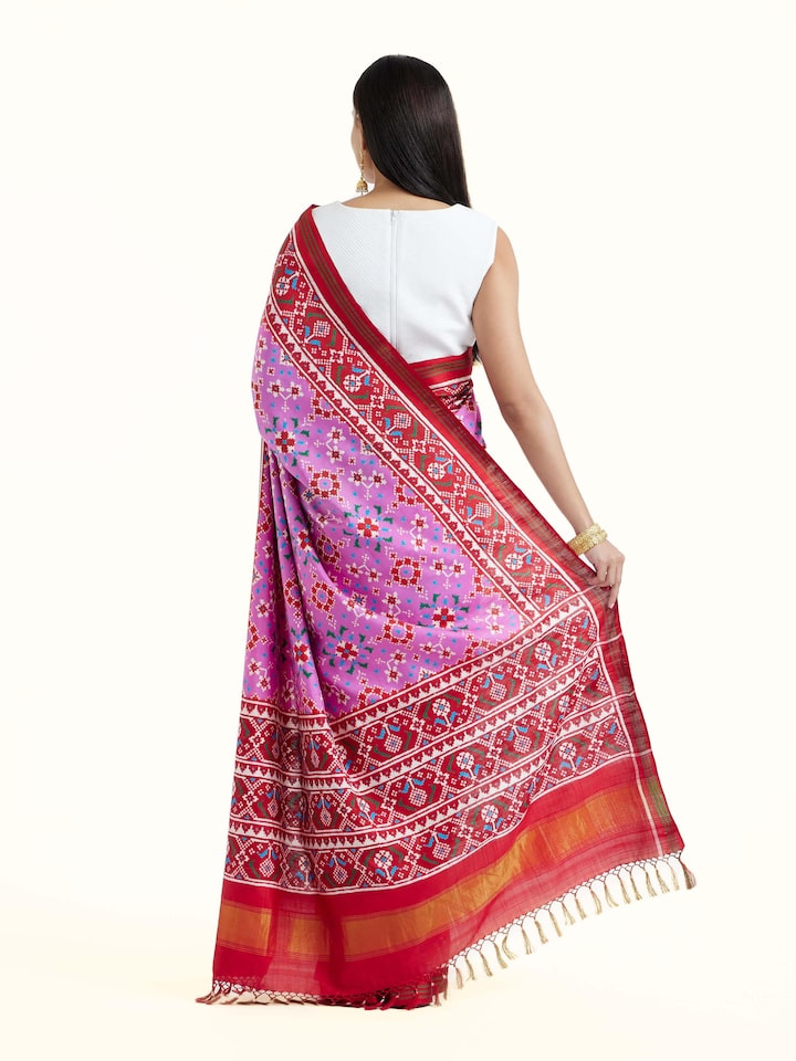 Back view of the Pink Silk Patola Saree