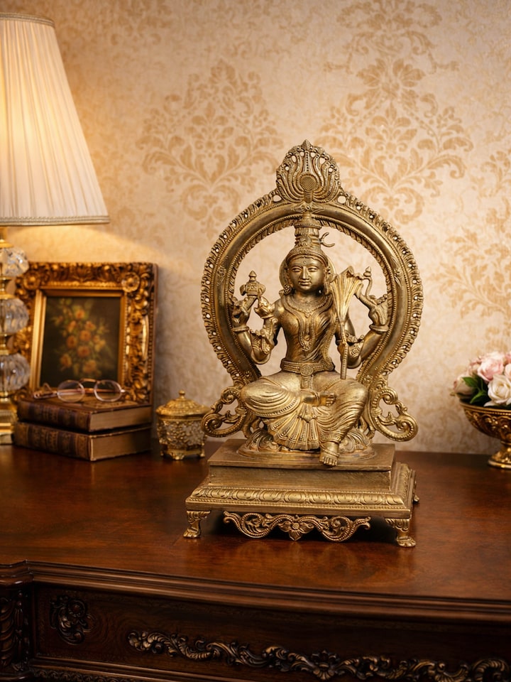 Alternate left-side view of the Bronze Cast Lalitha Devi Idol