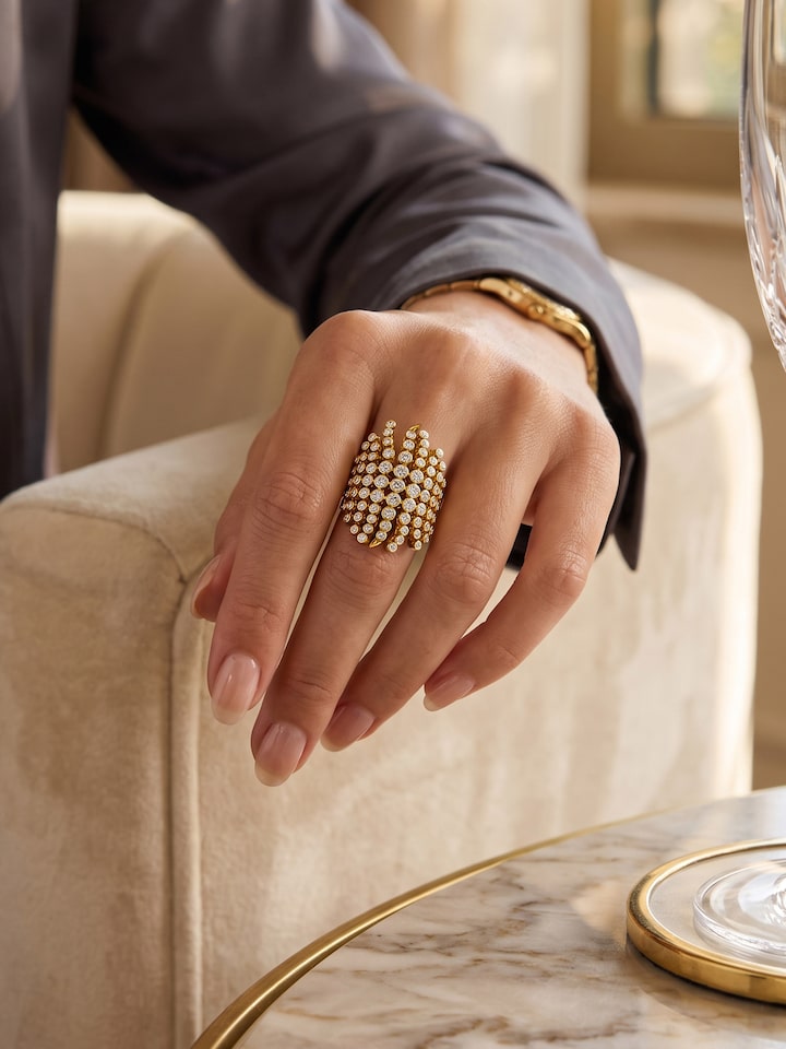Styled view of Silver Smithing Ring worn on the finger, showing how it looks styled