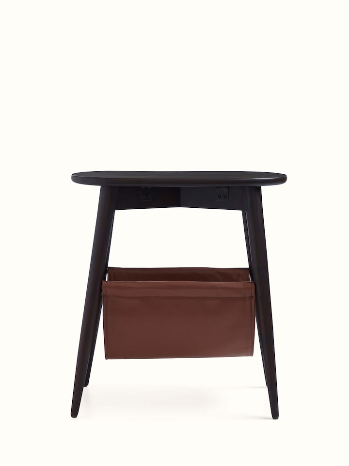 Front view of the Sheesham Wood & Brass Tarkashi Magazine Rack