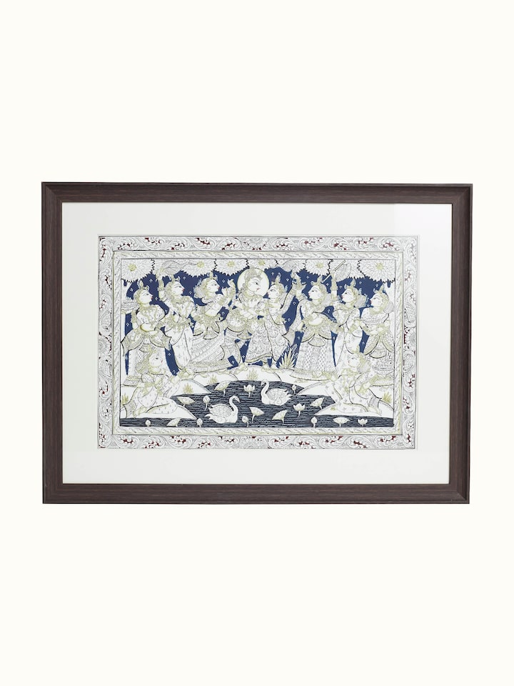 Front view of the Radha Krishna Dancing Patachitra Painting