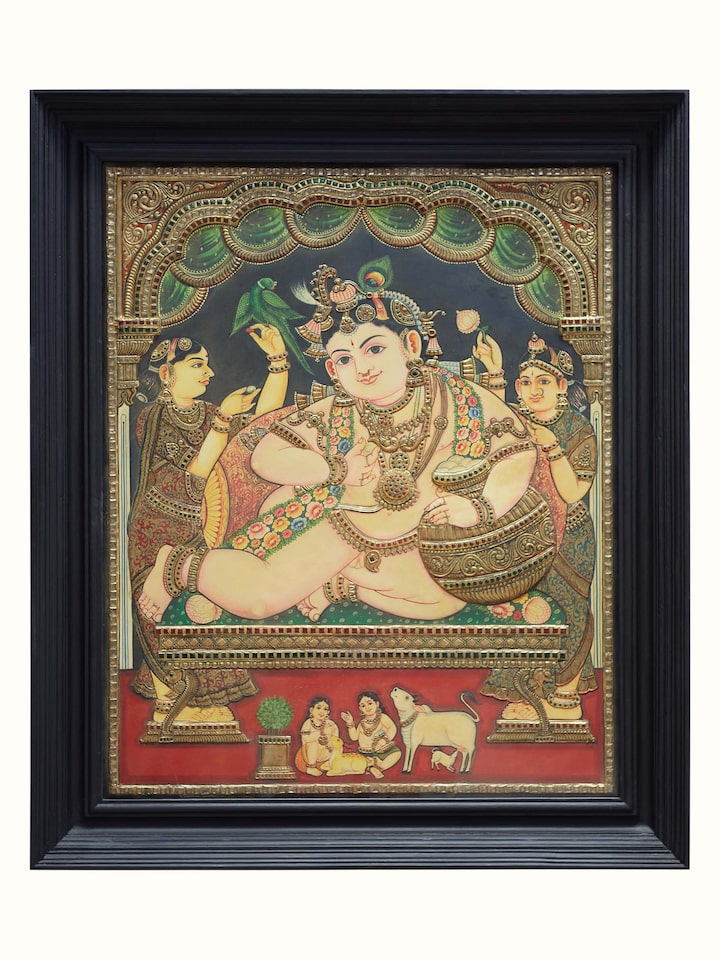 Front view of the Butter Krishna Thanjavur Painting