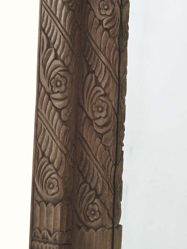 Close-up of the Carved Mango Wood Full Length Mirror
