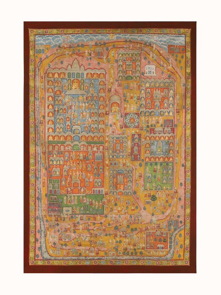 Front view of the Satrunjay Pat Pichwai Painting
