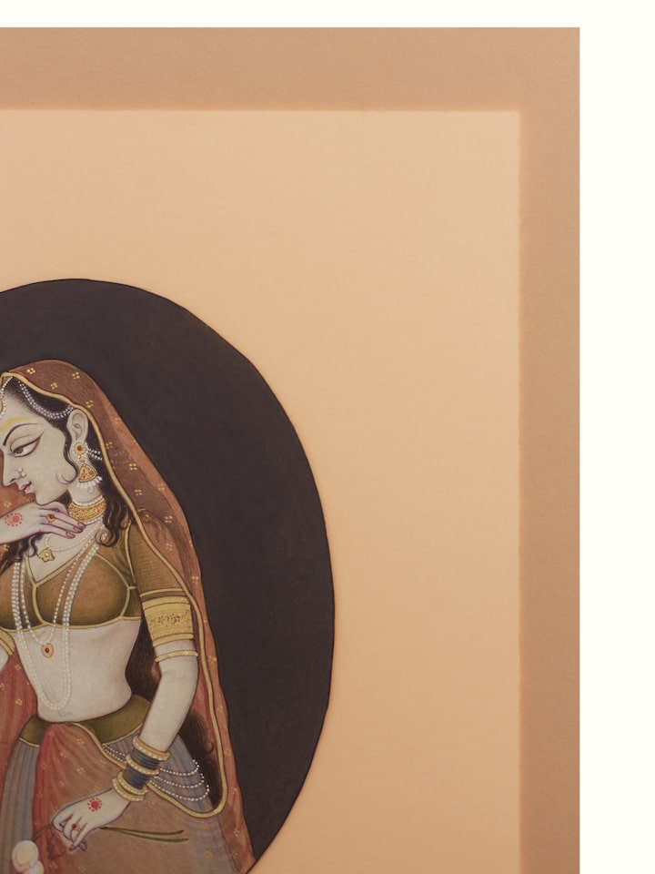 Artwork detail of the Krishna and Radha Miniature Painting
