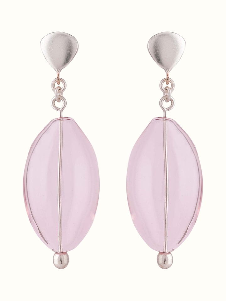 Silver Flame Glass Drop Earrings