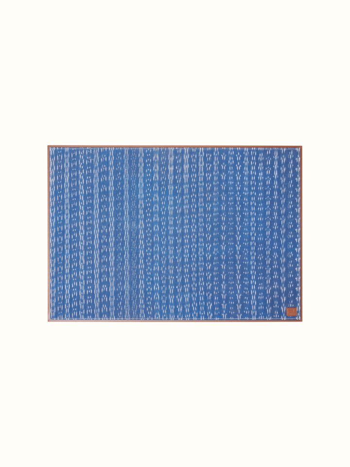 Front view of Swadesh Leather Desk Blotter in blue featuring luxurious leather texture and elegant design.