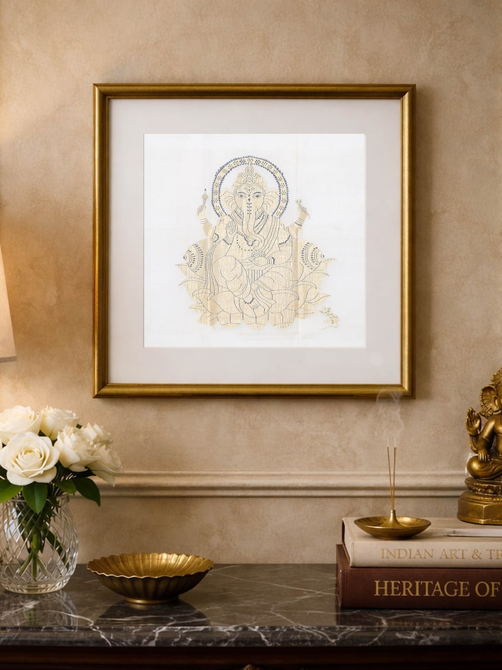 Side view of the Sri Ganesha Jamdani Wall Hanging