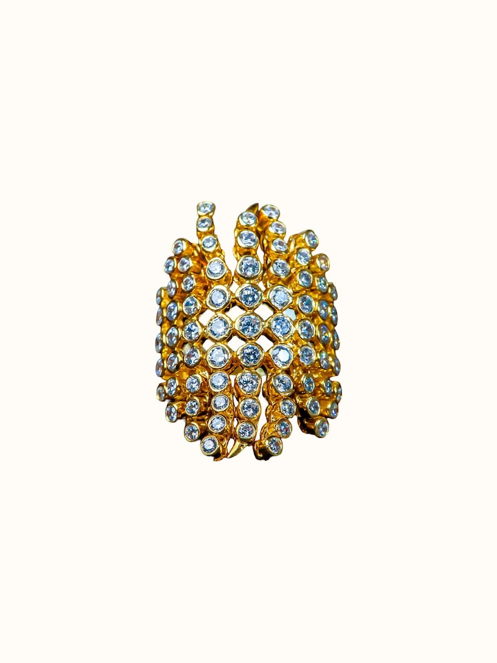 Front view of Silver Smithing Ring showing the complete piece and design