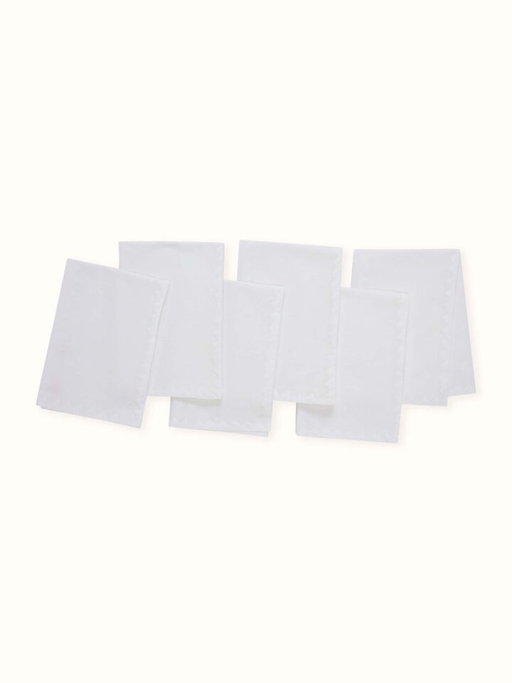 Shubra Daraz white Solid Cotton Chikankari Hand Embroidery Dinner Napkins (6 Pcs)