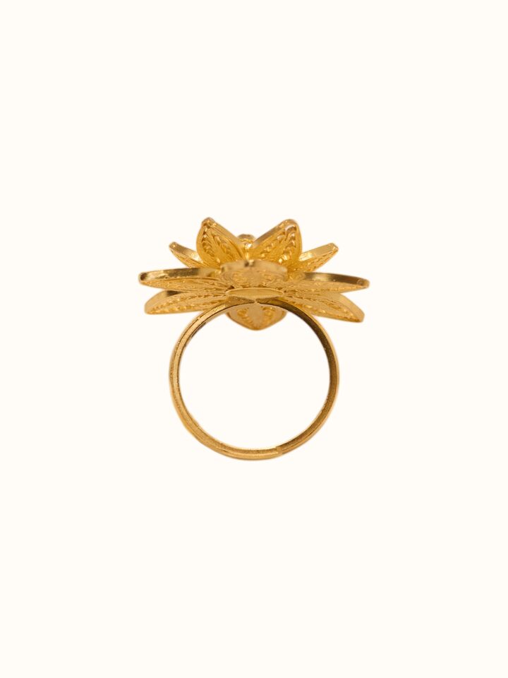 Detail view of Silver Smithing Ring highlighting the stone setting and metalwork detail