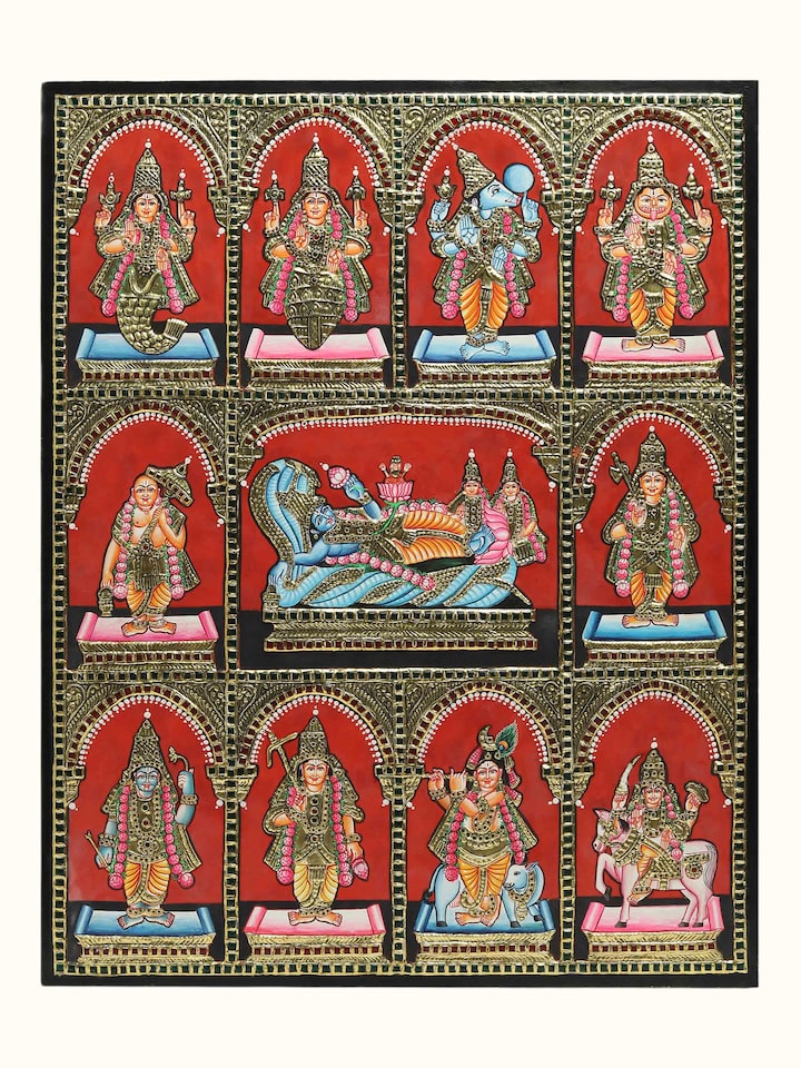 Front view of the Dasavatharam Thanjavur Painting