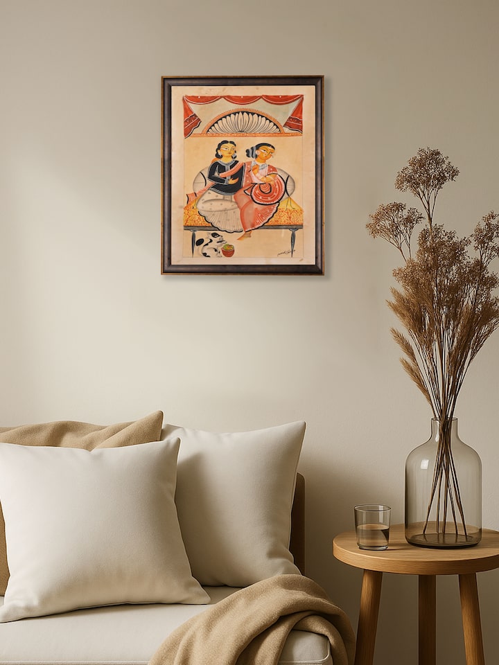 Hand-painted Babu culture Kalighat artwork – side view