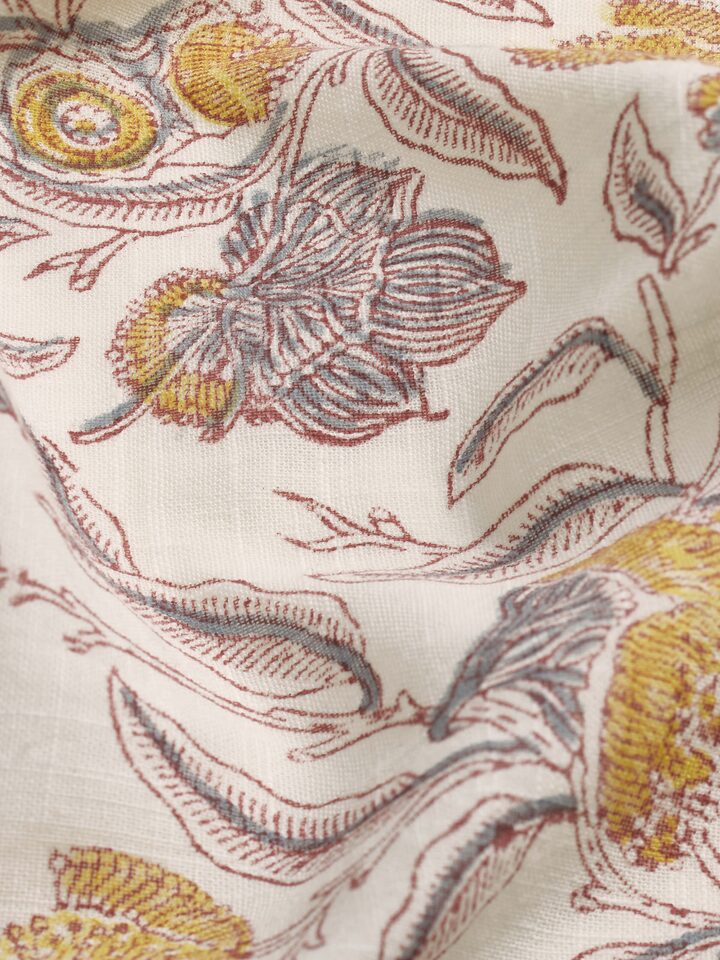 Samaha Grey Floral Cotton Sanganeri Hand Block Printed Table Cover 6 Seater