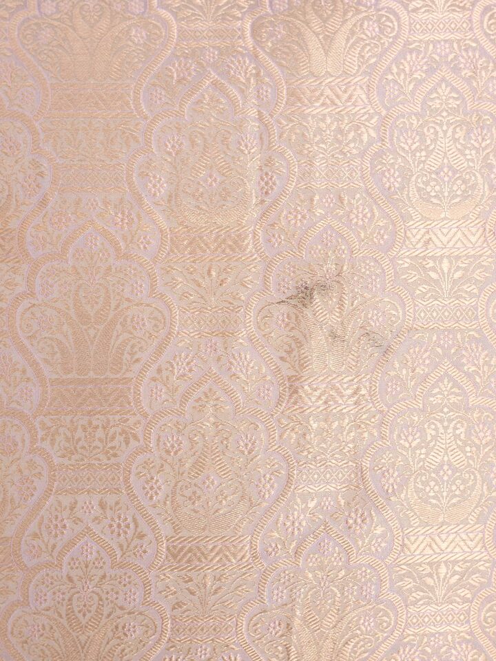 Awadh jharokha lavender Banarasi handloom silk cushion cover, detail shot of pattern