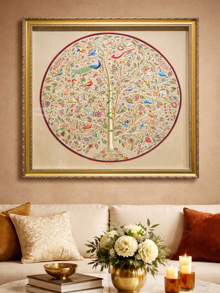 Left-side view of the Tree of Life Zardozi Wall Hanging