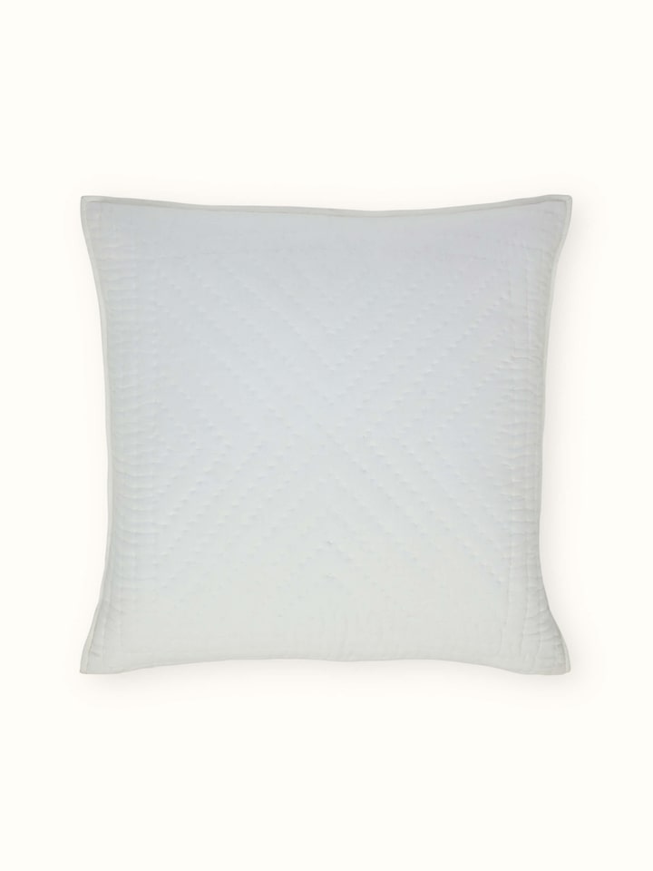 Full front display of Kalpanama Ivory Handwoven Buti Cotton Euro Shams highlighting traditional buti pattern