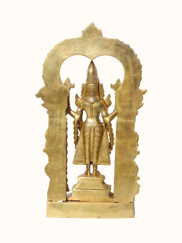 Angled view of the Brass Balaji Standing Idol