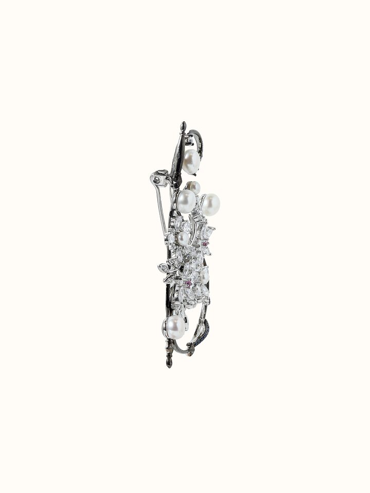 Close-up view of Silver Smithing Brooch Pin highlighting the stone setting and metalwork detail