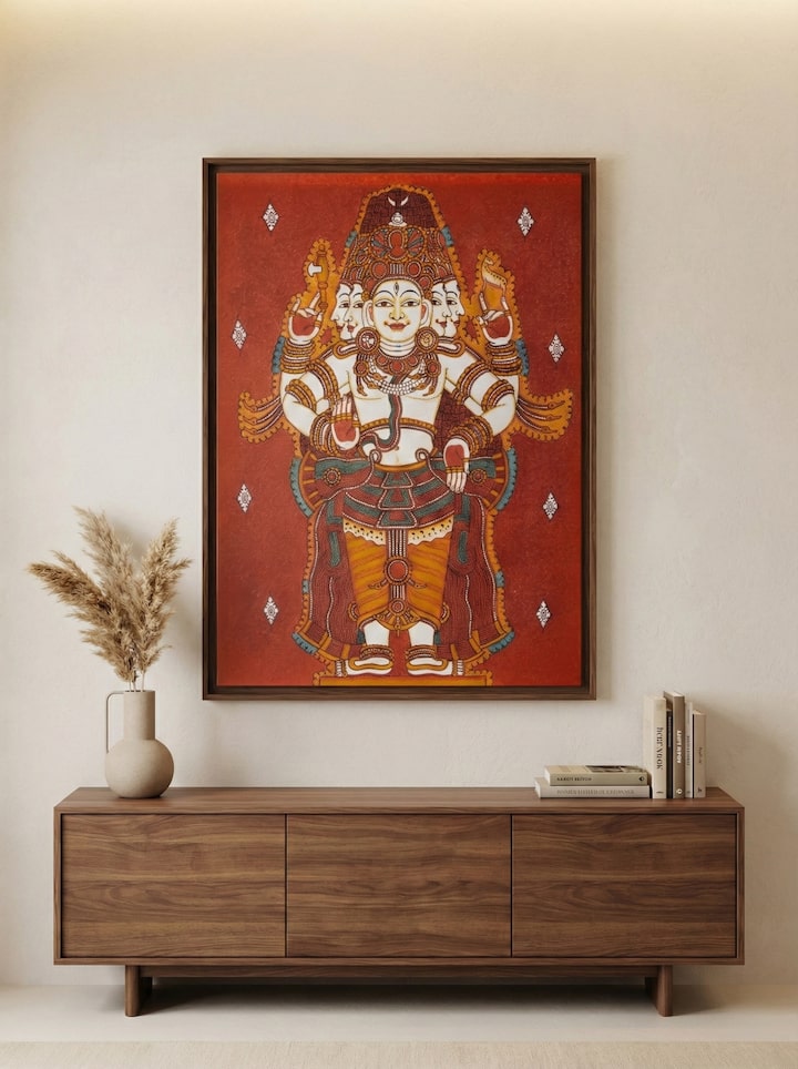 Lifestyle view of Panchamukh Siva Kerala Mural Painting