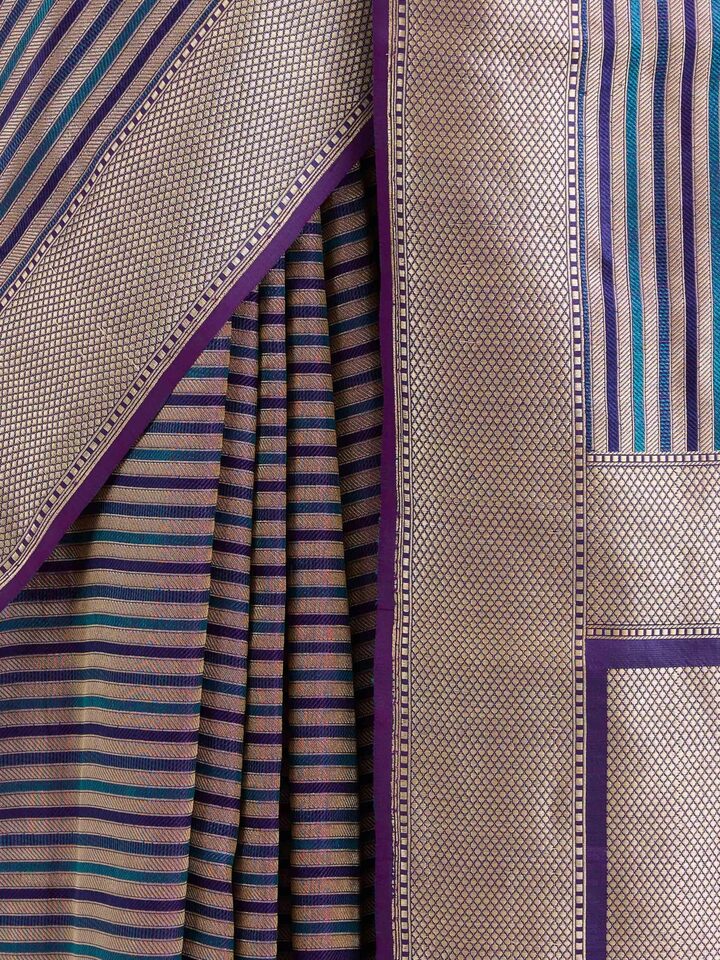 Detailed view of Banarasi Kadhwa Silk Saree focusing on the fine craftsmanship and texture