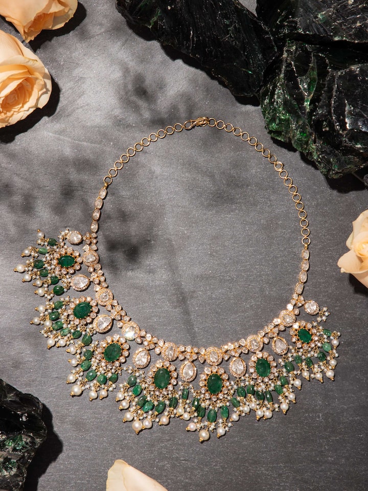 Lifestyle view of the Dank Polki 18 Carat Gold Choker