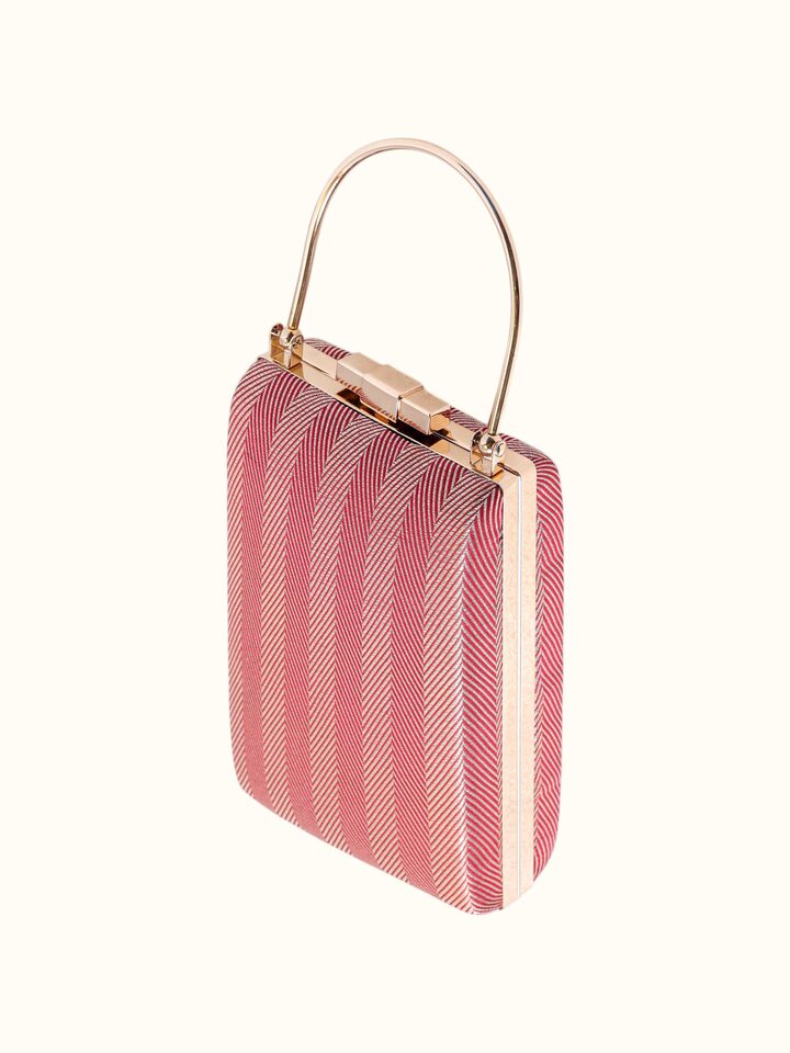 Close-up view of Maroon Banarasi Silk Handbag highlighting the fabric weave and craftsmanship, from a different angle