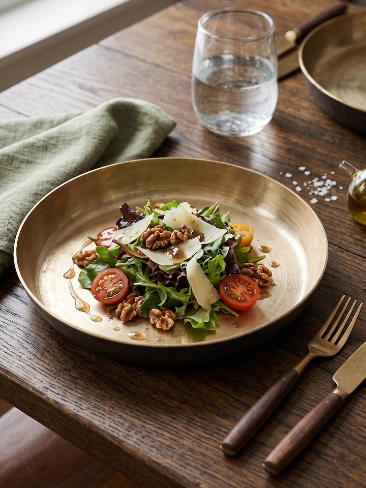 Side view of the Bell Metal Salad Plate