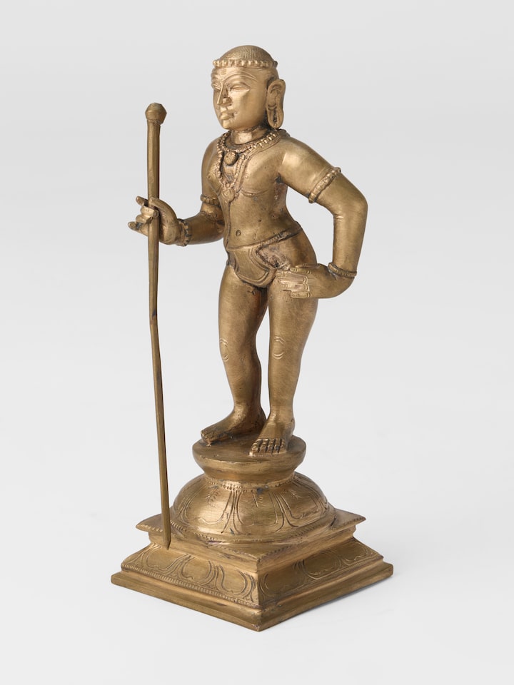 Angled view of the Bronze Cast Palani Muruga Idol