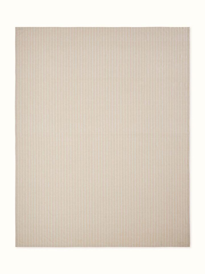 Keshod Handloom Cotton Beige Chambray Stripe Queen-size Bedsheet Set
