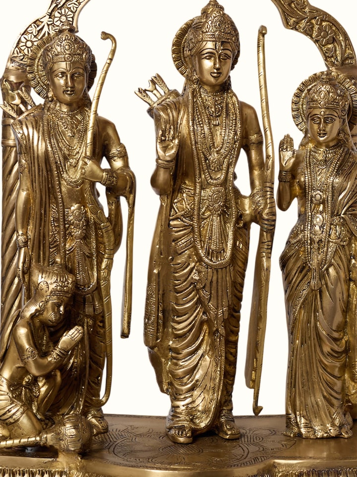 Detail view of the Brass Ram Darbar Standing Idol