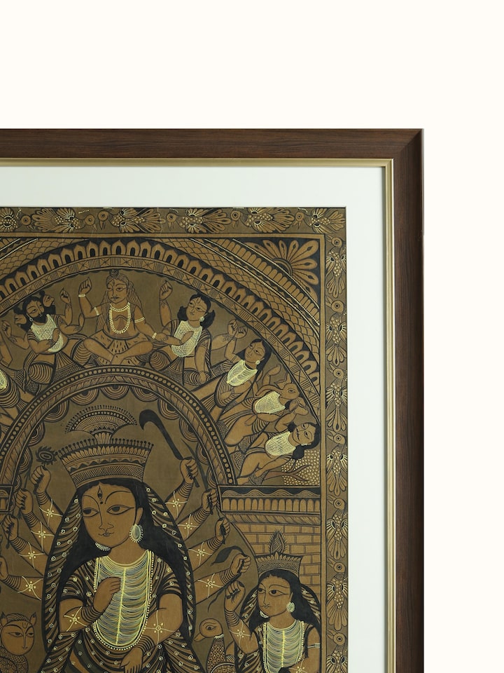 Detail shot of Bengal Devi Kalighat Painting