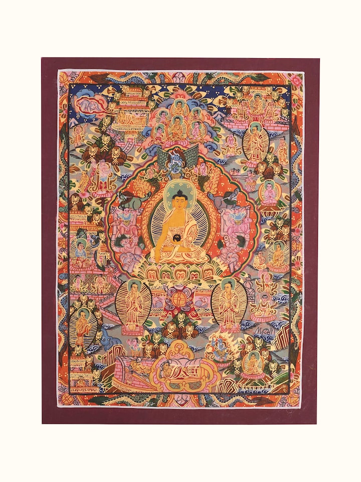 Front view of the Buddha Life Story Thangka Painting