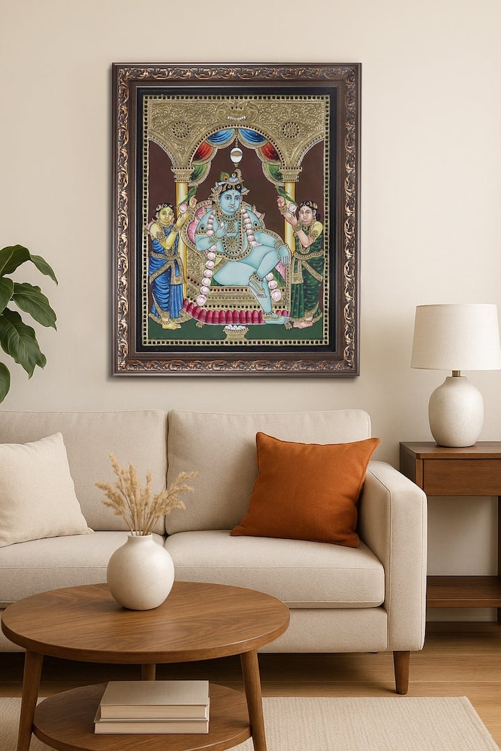Left-side view of the Krishna Thanjavur Painting