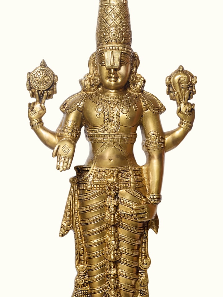 Rear detail view of the Brass Balaji Standing Base Idol