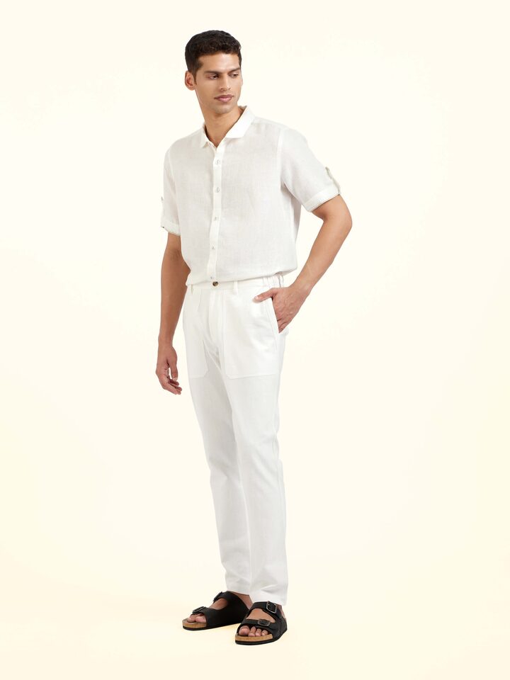 side view of cotton handloom elasticated lounge pants