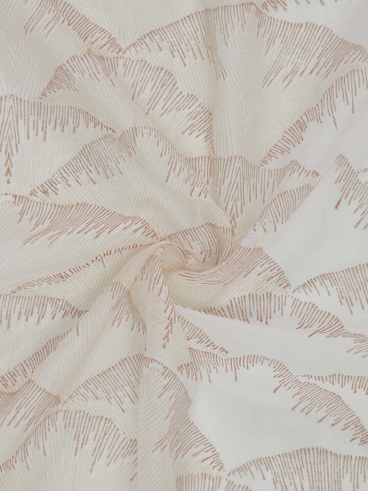 Parvat Beige Cotton Silk Sanganeri Hand Block Printed Curtain, Long Door (9 Ft)