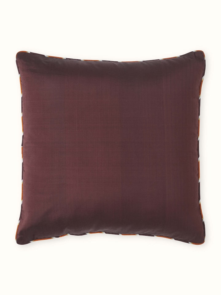 Bhoomi Coffee Solid Silk Odisha Handloom Ikat Cushion Cover