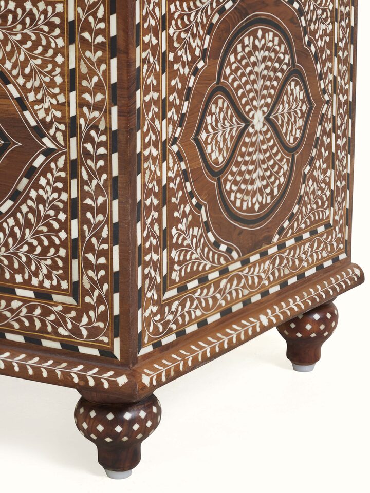 Detail shot of Teak Wood Inlay Trunk