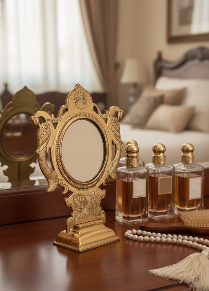 Lifestyle view of Traditional Aranmula Kannadi Brass Mirror