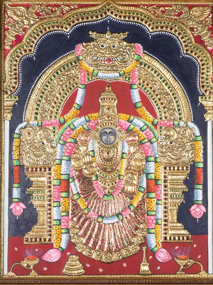Detailed view of the Badmavathi Thanjavur Painting