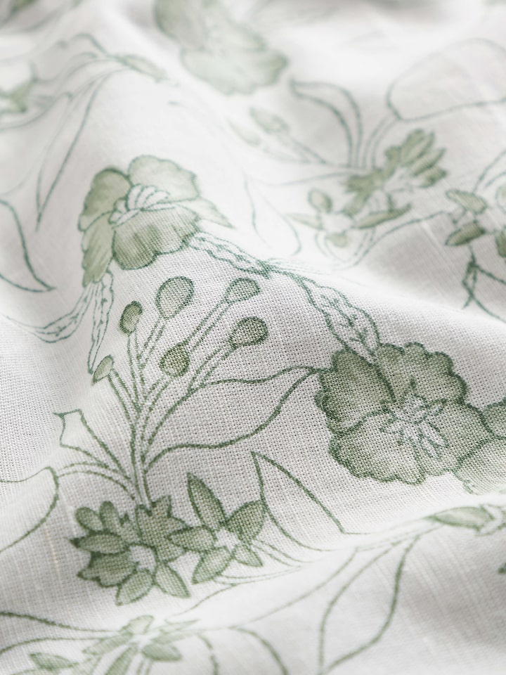 Side view emphasizing the craftsmanship and vibrant hand block printed design
