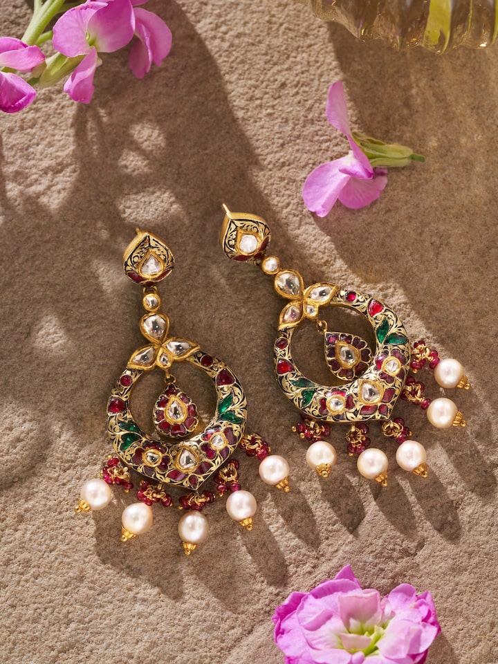 Partash 18 Karat Gold Chandabli Drop Earrings