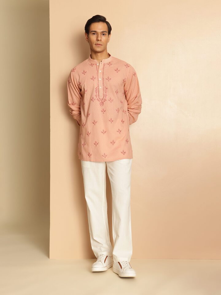 Lifestyle shot showing the comfortable and relaxed fit of the pyjamas.