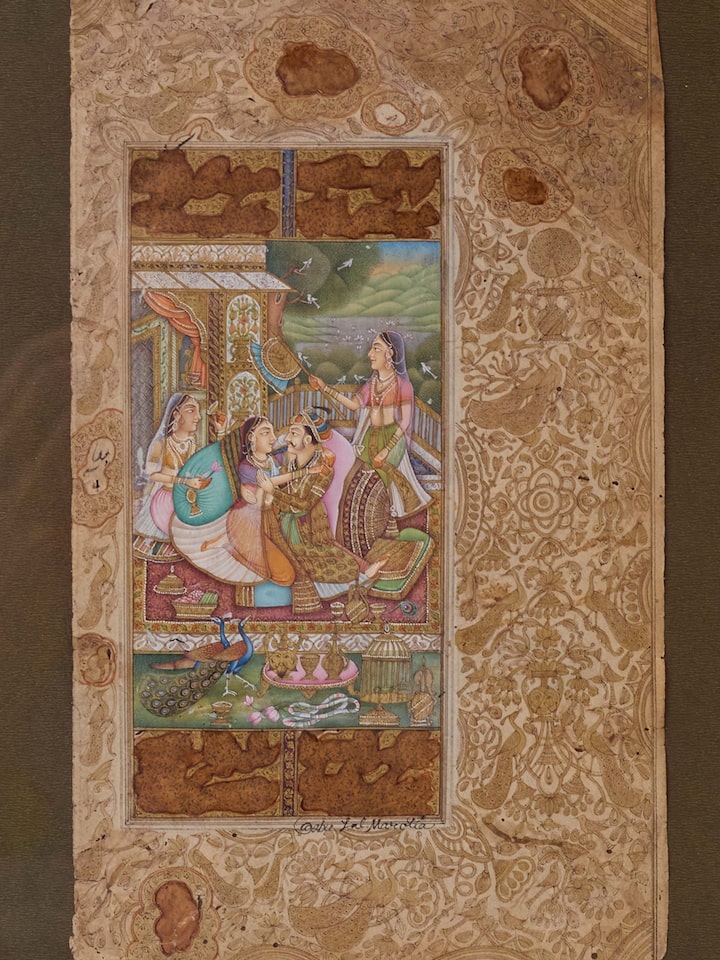 Front detail view of the Royal Love Scene Miniature Painting